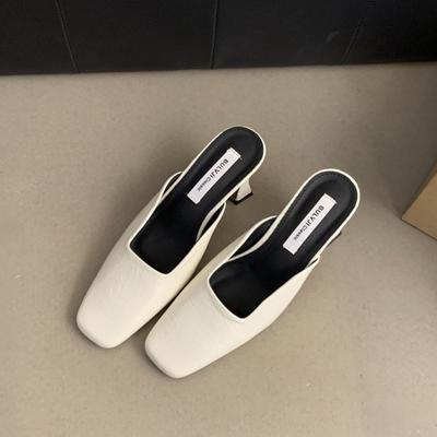 Damestas hoofd halve slippers dames dragen nieuwe Franse fee temperament dikke hak sandalen hoge hakken muller schoenen in lente en zomer