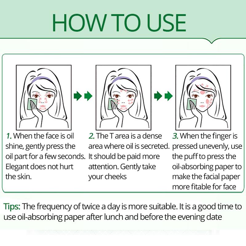 100 sztuk / worek Bibułki do twarzy Film Kontrola pochłaniania oleju Bibuły do czyszczenia twarzy