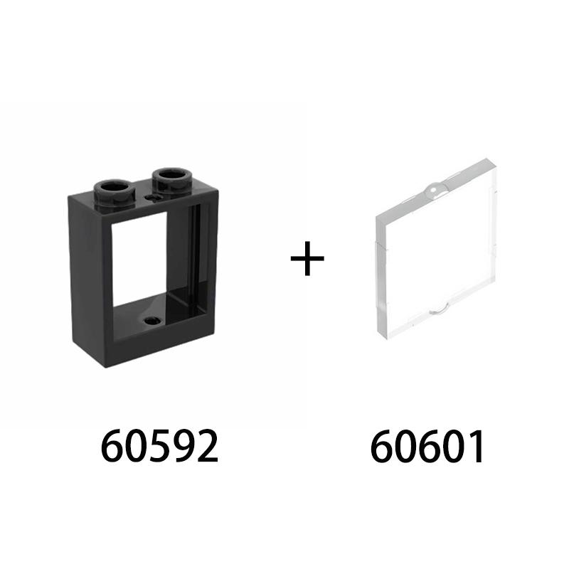 20pcs MOC Parts 60592 60601 Window Transparent Glass 1 X 2 X 2 Flat Front Compatible Brick DIY Building Block Children's Toy
