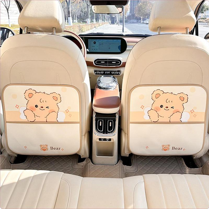 Car Seat Back Protector Kick Mat Leather Cartoon Automotive Anti-Kick Pad PU Leather Car Protector For Backseat Cover For Kids