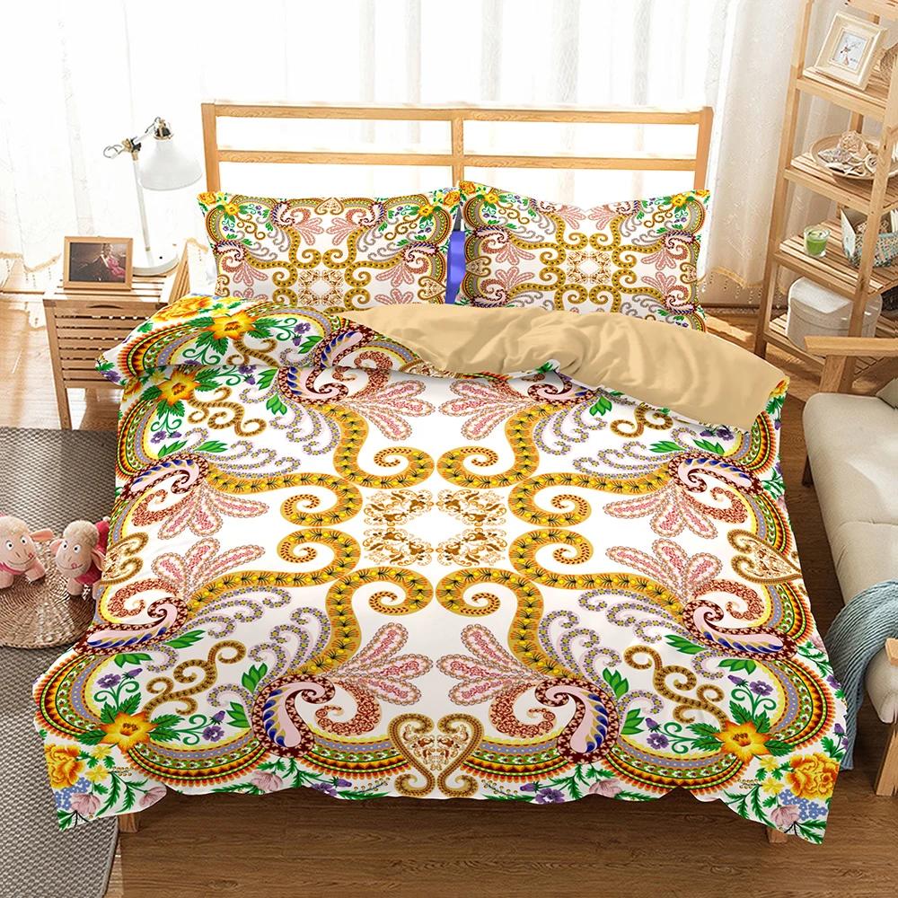 Western 3 Pcs Soft Duvet Cover Sets Bohemian Beding 28x28 Egyptian Hot Boho Bedrom Bedclothes Single Double Bed Linen Set Pilowcase