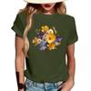 Women's Fashion Casual Printed Round Neck Short Sleeved Pullover T-Shirt Top