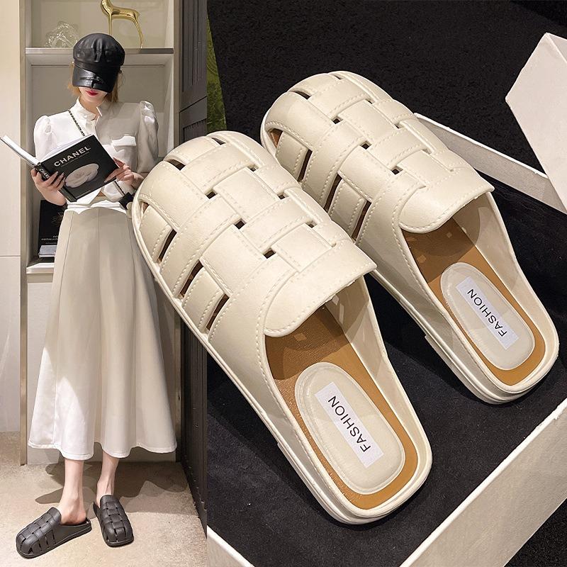 Baotou Half Slippers Women's Summer Wear New with Skirt Soft-soled Single Shoes One Pedal Women's Cool Slippers