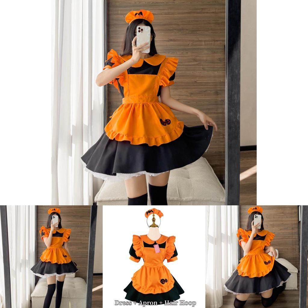 Enchanting Lolita Pumpkin Maid Costume Dress For Cosplay And Role Play