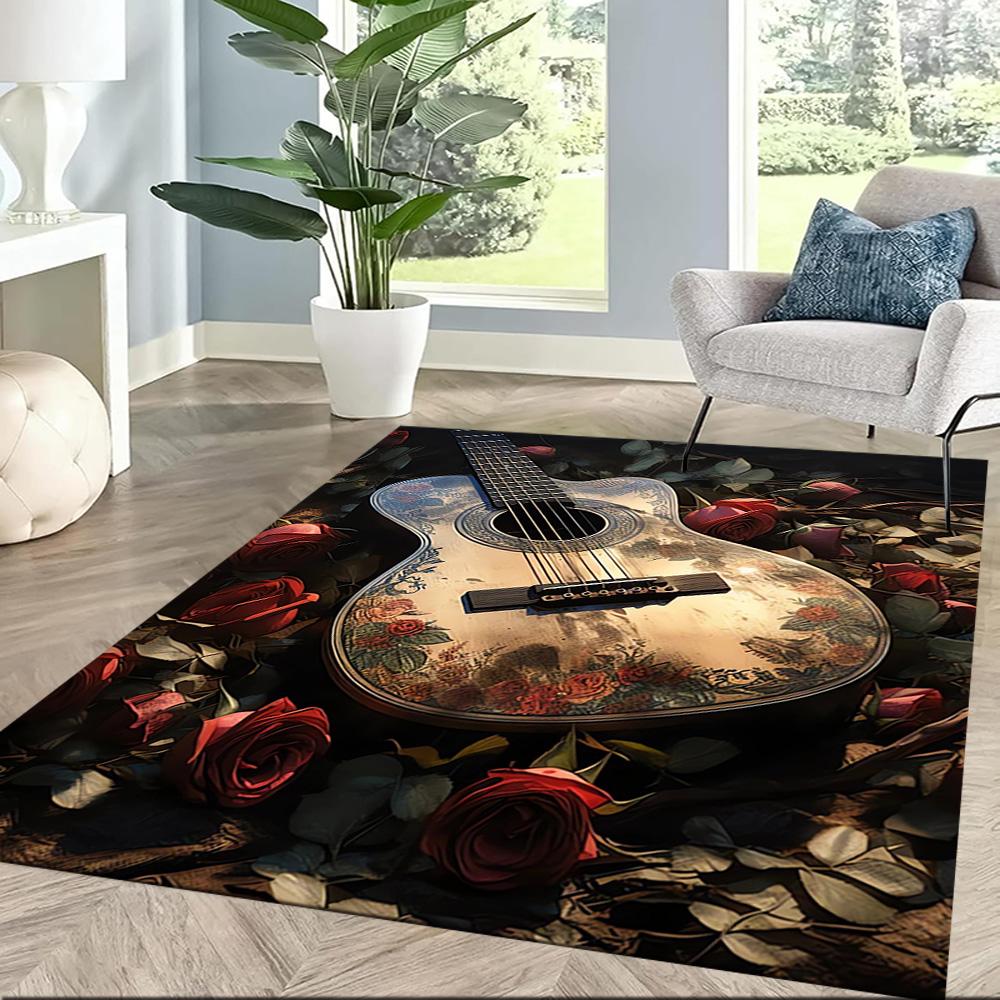 Electric Guitar In Flames Floor Mats for Living Room, Bedroom and Room Decoration Are Suitable for Gifts.