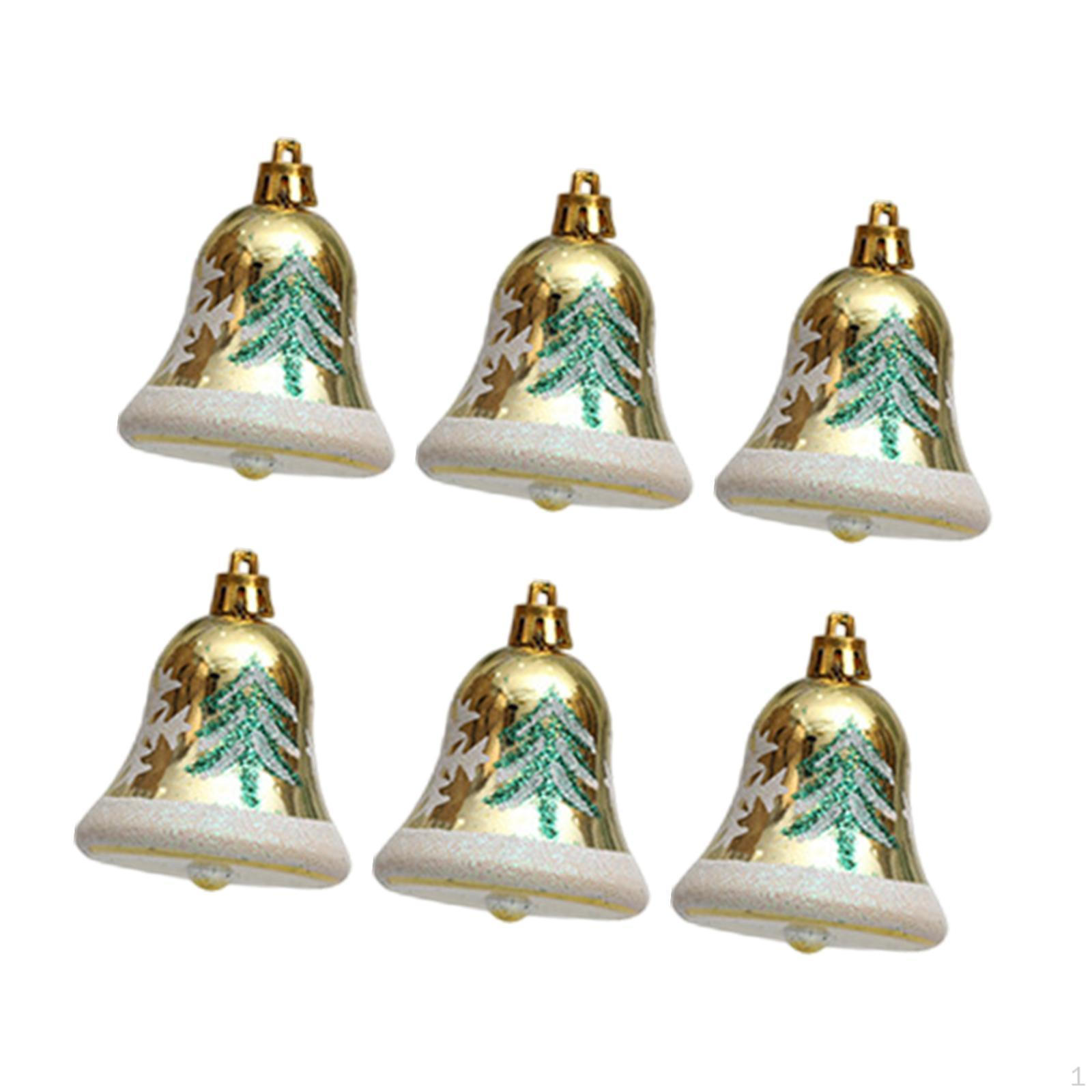 

6 Pieces 2.7inch Christmas Tree Bells Pendants Decoration Decorative Props золотистый