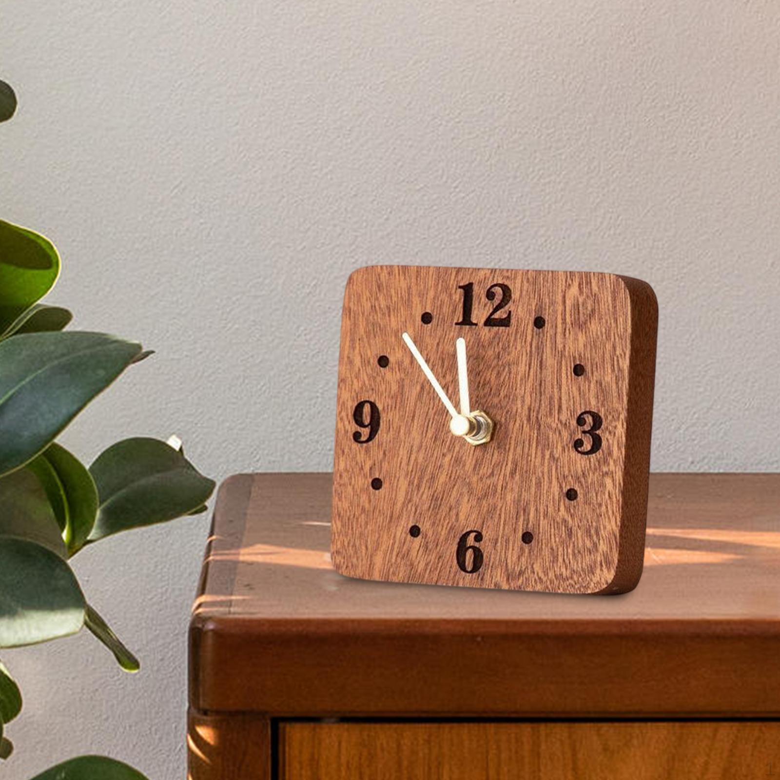 

Декоративные маленькие настольные часы, не тикающие, бесшумные, деревянные, на подставке Black Walnut