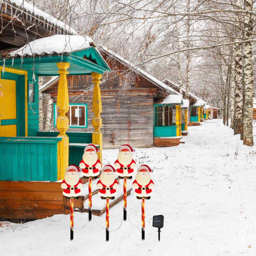 Upgraded 5 Pack Solar Christmas Garden Stake Lights, Outdoor Solar Garden Stake Christmas Lights For Christmas Decorations