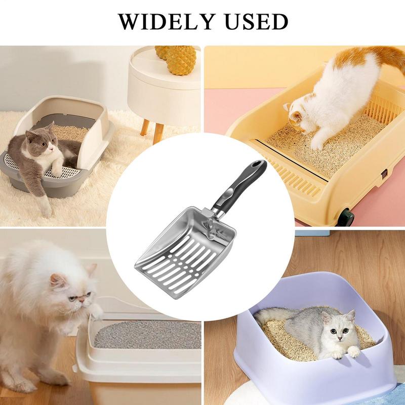 Stainless Steel Cat Litter Scoop with Rubber Handle kittens Sturdy Metal Mesh Scooper Litter Filter Pet Cleaning Tools