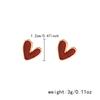 Simple Wine Red Love Stud Earrings for Women Sweet Irregular Heart Enamel Geometry Earrings Girl Aesthetics Jewelry