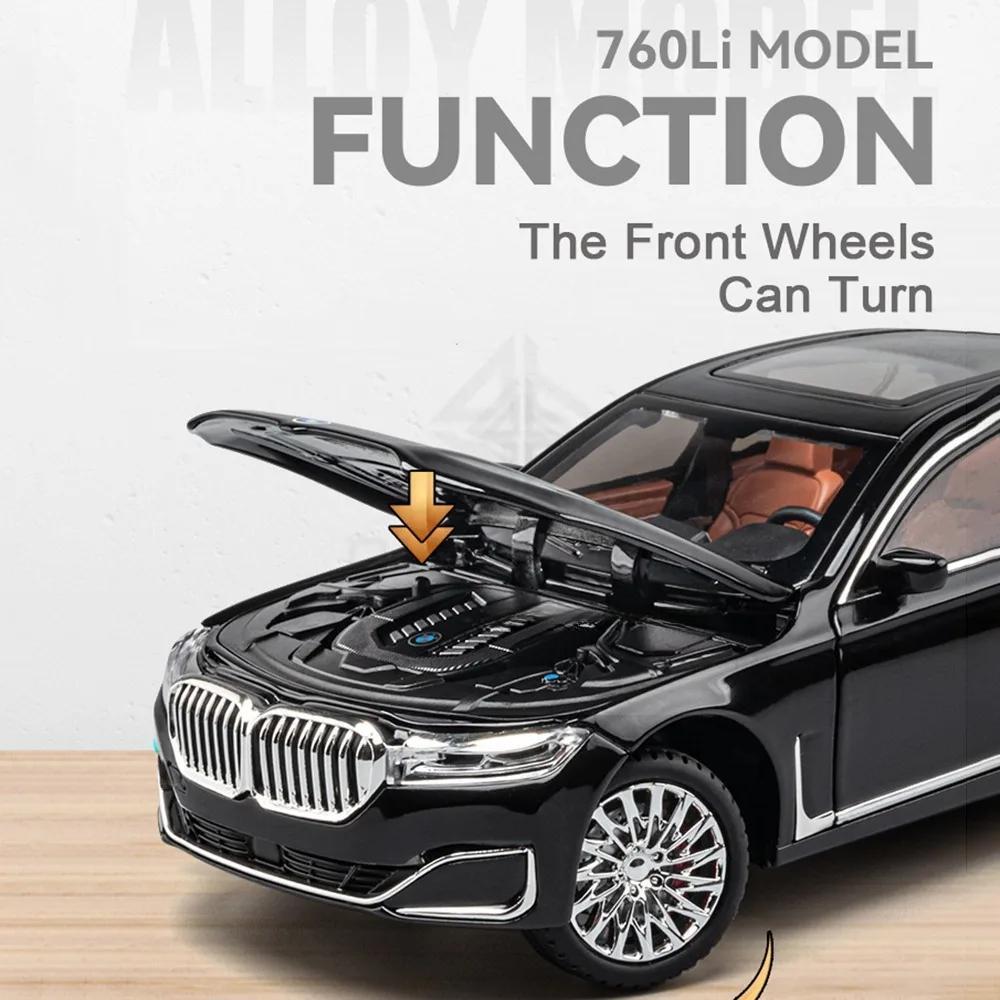 1/24 Scale BMW 760Li Toys Model Car Alloy Diecast Vehicle Model with Light and Sound Simulated Car Toy for Children Gifts Collection