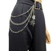 Punk Metal Spider Web Skeleton Pendant Waist Chain Multilayer Jeans Chain Hip-Hop Pants Chain Clothing Accessories Gifts