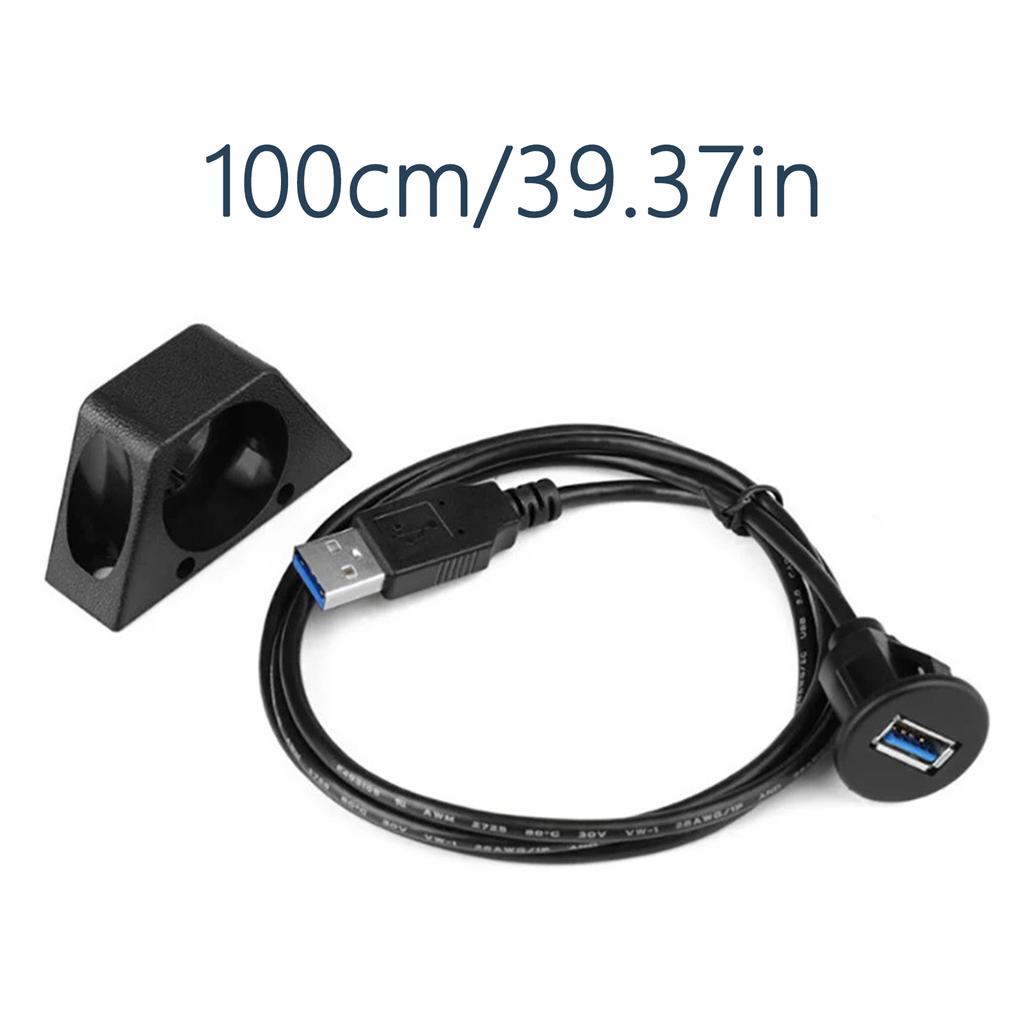 5Gbps Fast Speed USB 3.0 Extension Cable Male To Female Connectors with Flush Mount for Car, Truck, Motorcycle 3.28ft