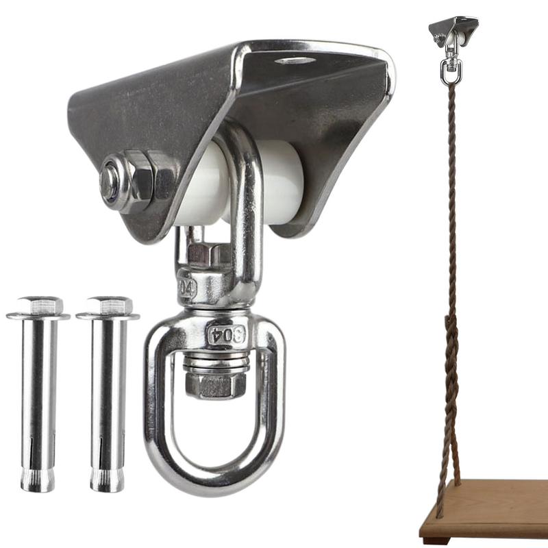 304 Stainless Steel Swing Hanger Swivel Hook for Yoga Playground Swing Sets Porch Wood Concrete Ceiling Silent 1000 Lb Capacity