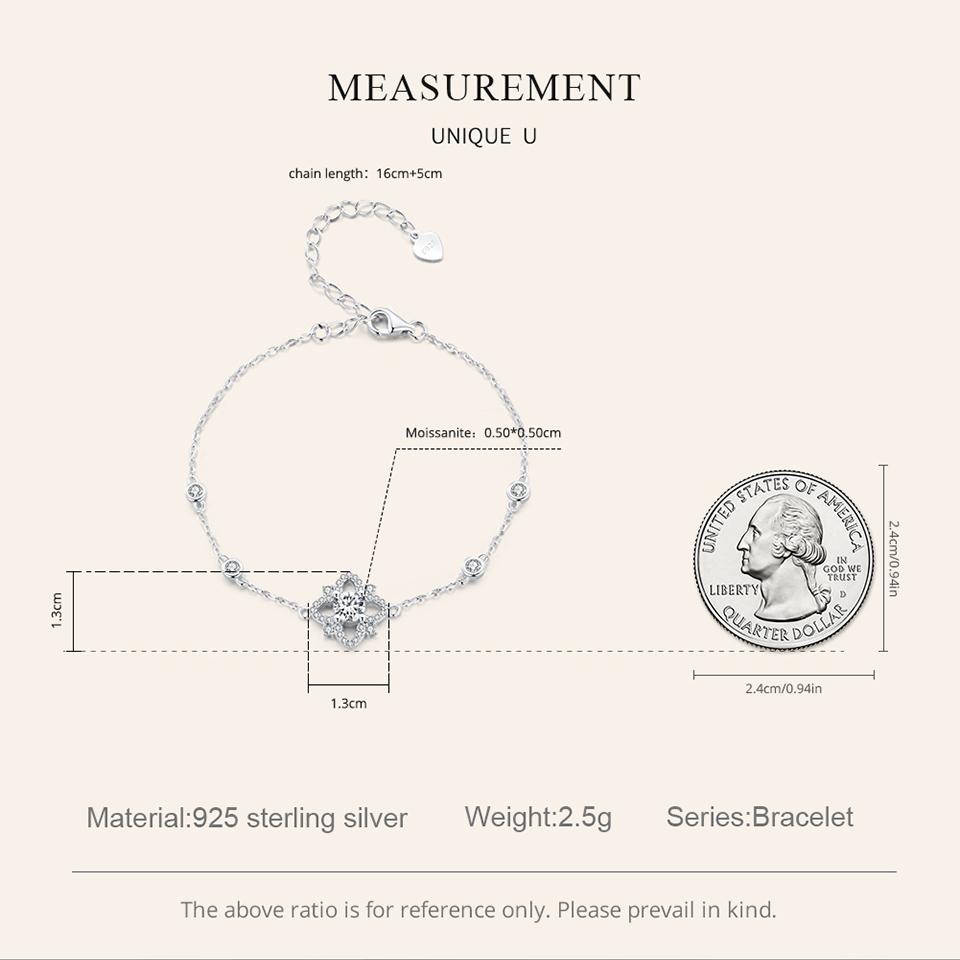 Bamoer D Color VVS1 EX 0.5CT Moissanite Bracelet for Women Valentine's Day Gift 925 Sterling Silver Shining Fine Jewelry