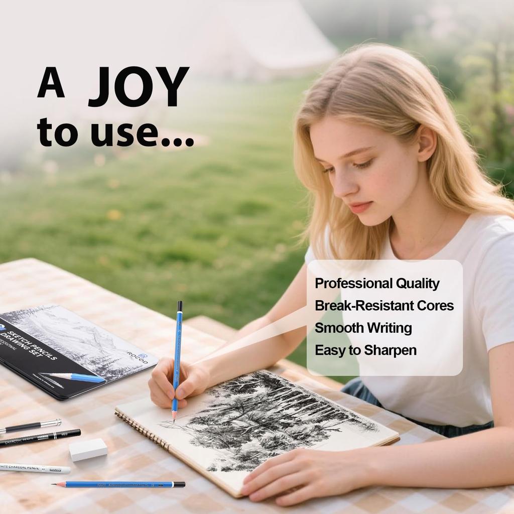 Sketch Pencils for Kids and Adults Drawing, 26-Piece Profession Sketching Pencils, Drawing Pencil for Artists Beginner Sketching, Art Graphite Pencil