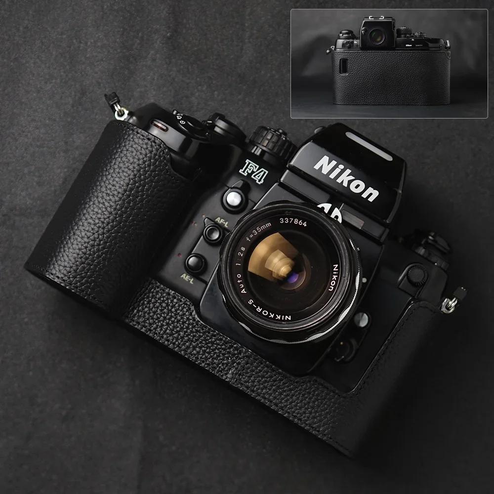 Genuine Real Leather Half Camera Case Bag Cover For Nikon F4 Case F3/F2/F/FM2/FM3A Case Camera Bag Photography Accessories