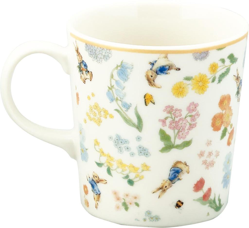 Peter Rabbit Simple Flower Mug (Flower) (340ml) Mother's Day Gift, Made In Japan, Yamaka Shoten PR641-11