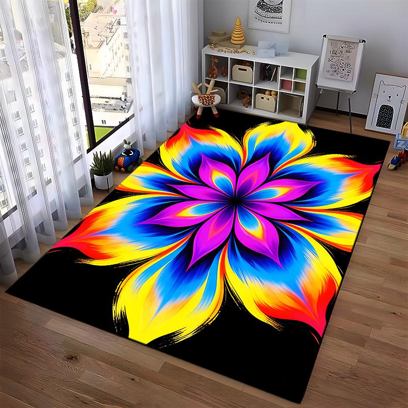 Colorful Abstract Flower Petal Pattern Carpet - Home Decor Art Rug Suitable for use as an anti-slip for living room bedroom sofas