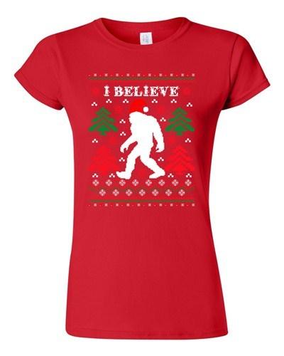 Junior I Believe Sasquatch Big Foot Ugly Christmas Humor Funny DT T-Shirt Tee Unisex T-Shirt S