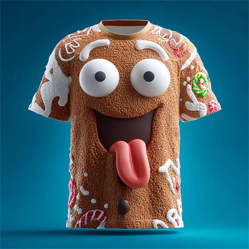 Weihnachts-T-Shirts Damen Druck T-Shirt Weihnachten Rollenspiel Kurzarm Herrenmode Lustiger Weihnachtsmann Kinderkleidung