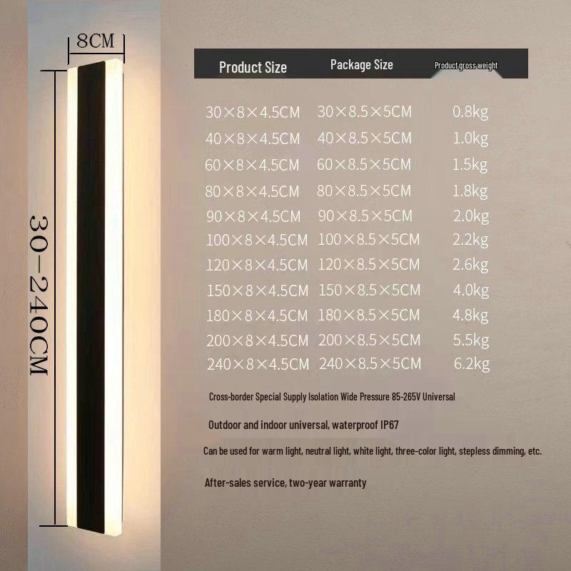 Outdoor Long Wall Lamp for Living Room, TV Background, Bedroom, and Study