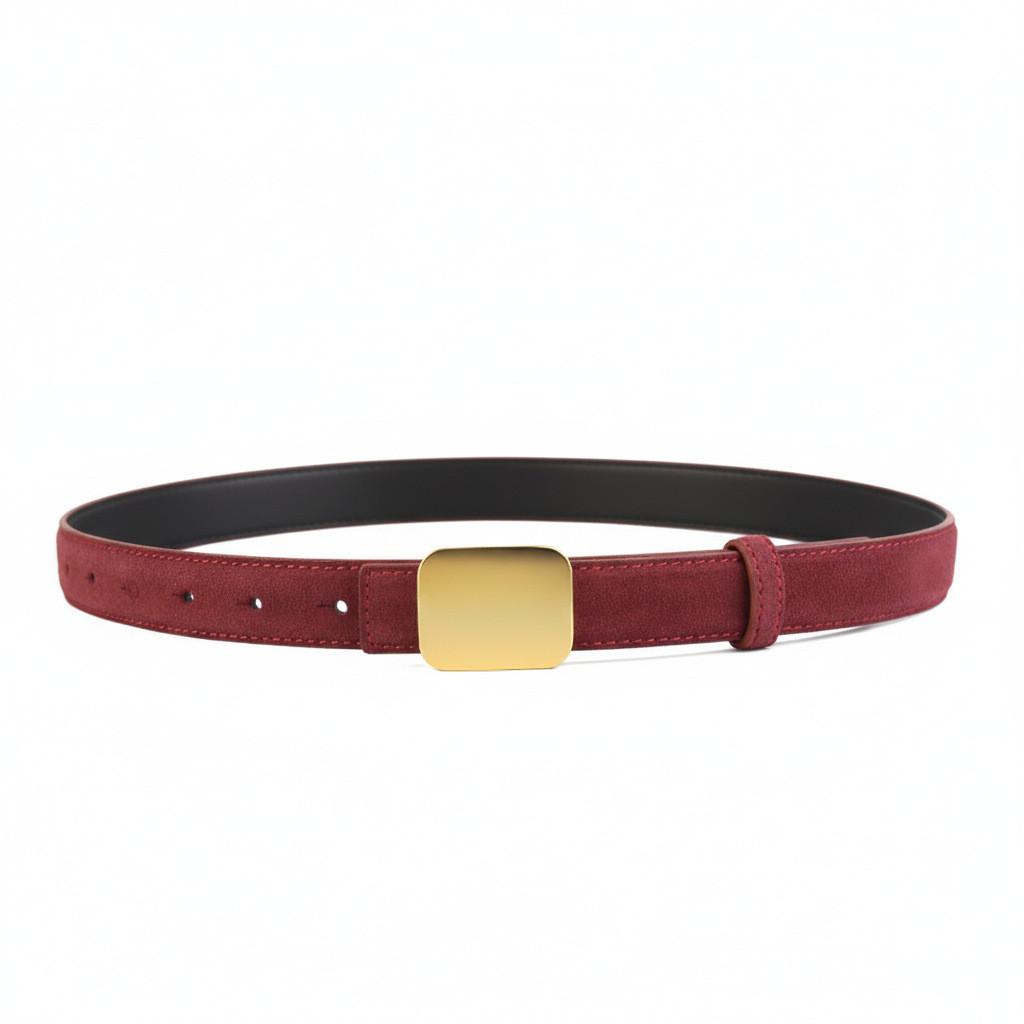 

Classic Leather Belt For Women With Nickelfree Pin Buckle For Casual And Office Wear Angora Red