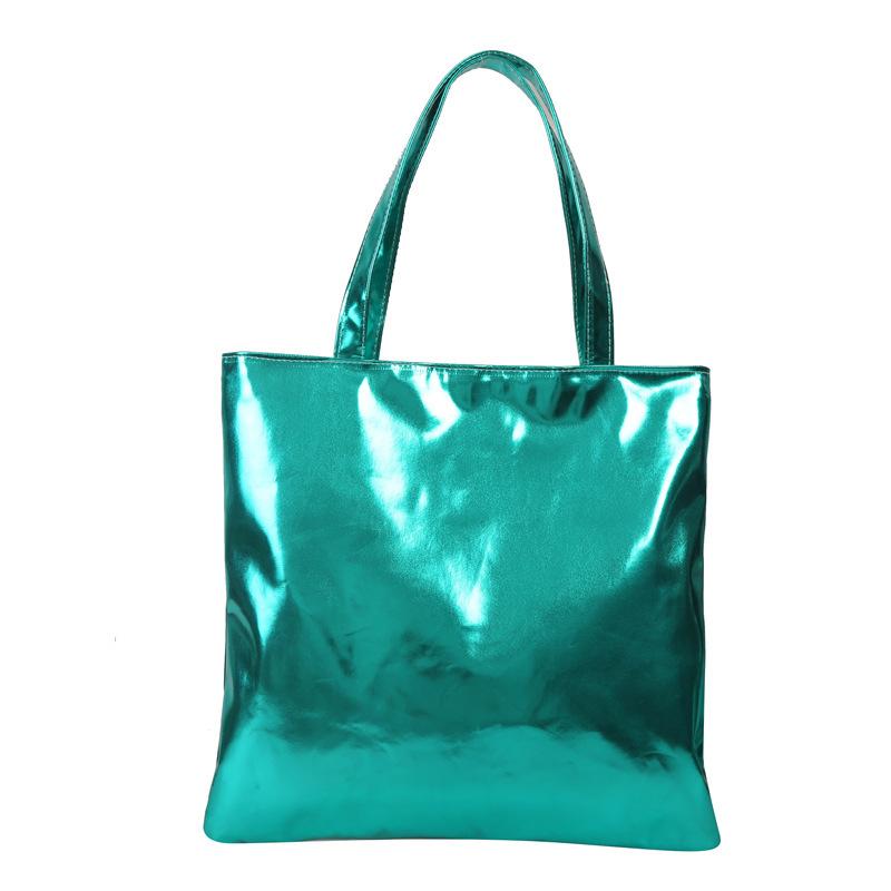 Women Glossy Tote Bag High Capacity PU Leather Fashion Lightweight Handbag for Travel Grocery Shopping Gift