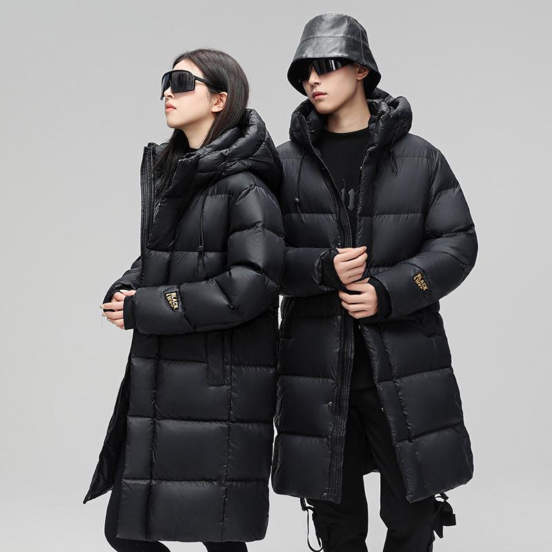 Men's and Women's Black Gold Thickened Down Jacket - Short Style for Autumn and Winter