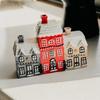 Log Cabin Incense Burner Resin Christmas Snowy Winter Incense Cone Burner with Xmas Tree Holiday Tabletop Chimney Decorations for Home Kitchen Office