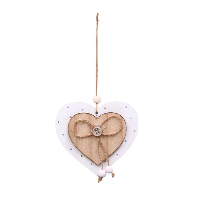 Natural Wooden Heart Shaped Adornment Bedroom Decorative Pendant Hanging Ornament for Weddings and Special Occasion