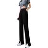 Women's Petite High-Waisted Black Micro-Flared Drape Slimming Split Trousers for Spring/Autumn