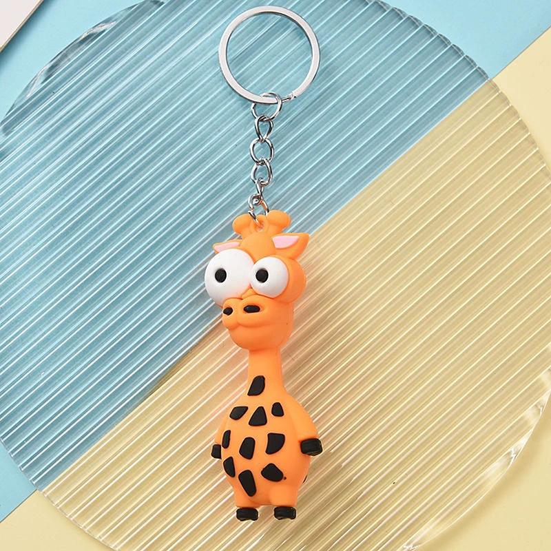 Cute Cartoon Animal Charm Keychain, Big Eyes Animal Plush Toy Keychain Monkey, Giraffe, Elephant Pendant