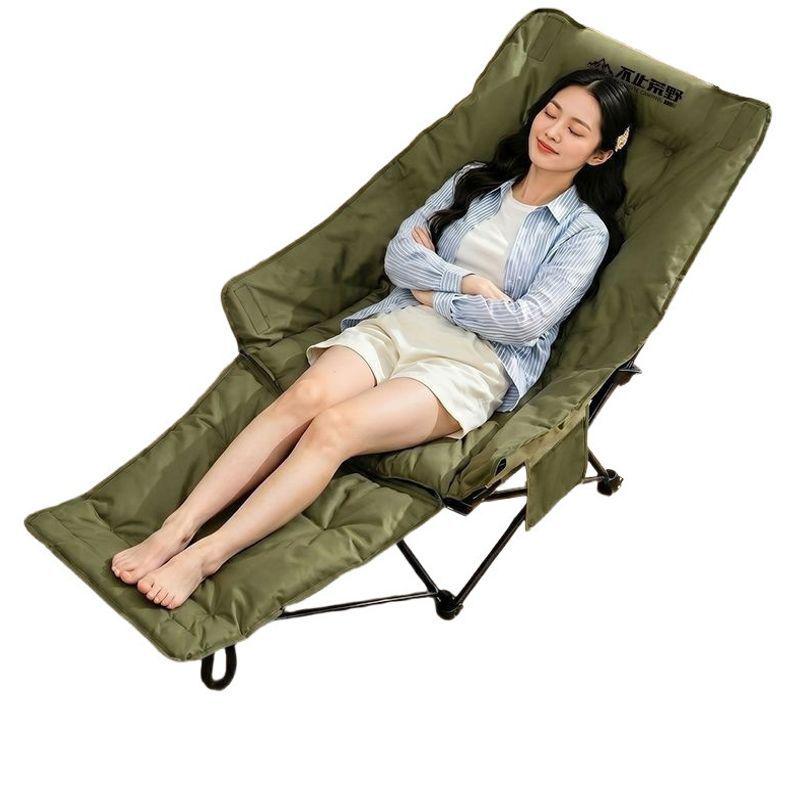 Portable Padded Folding Lounger with Footrest: Reclining Camping Chair for Outdoors