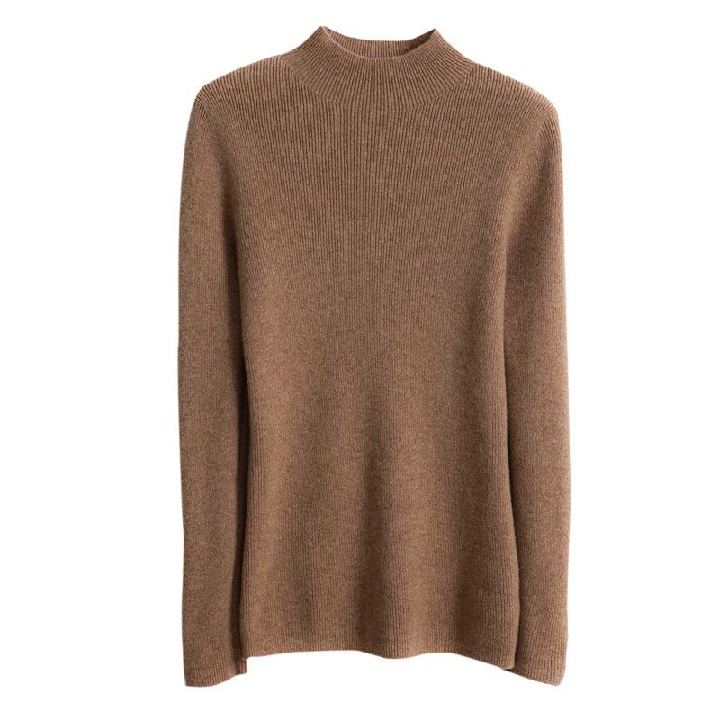2023 Women's High Neck Pure Wool Knit Sweater - Autumn/Winter Base Layer