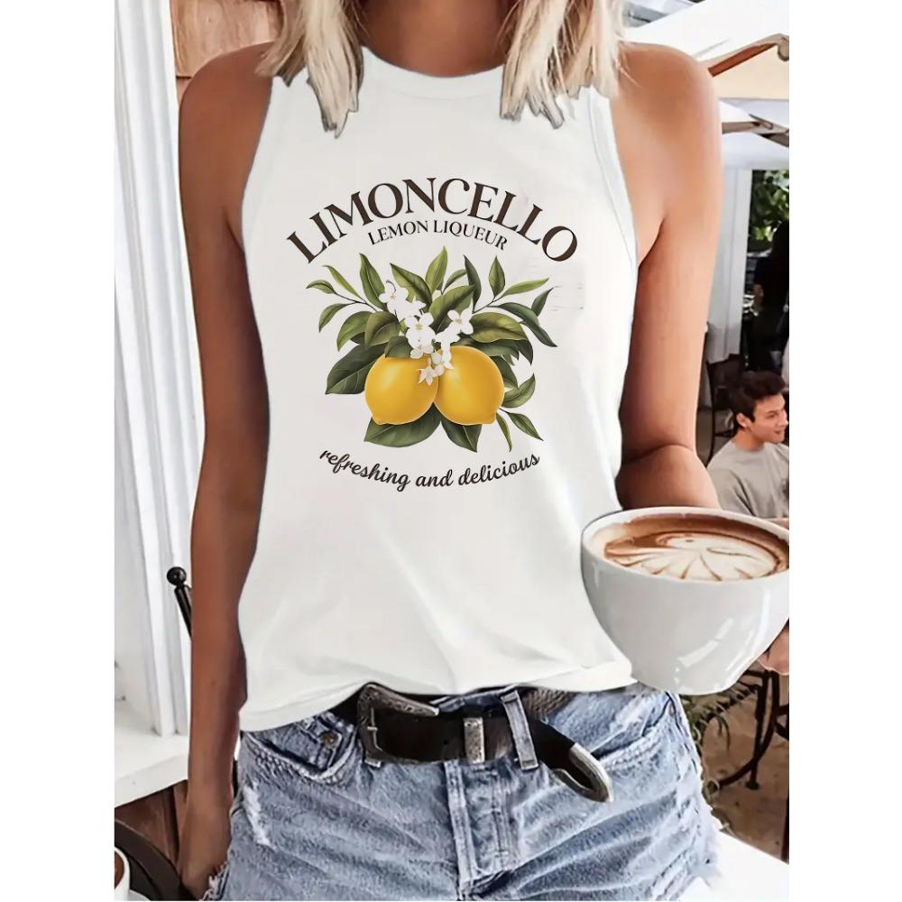 Printed vest printed women s sleeveless round neck casual top S