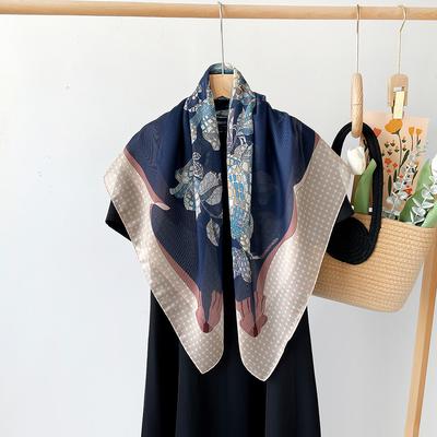 New Spring Retro Silk Scarf with Versatile Temperament and French Scarf with Fashionable Imitation Silk High-end Scarf