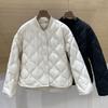 Loose Casual Rhombus Down Jacket Women's Short Baseball Collar White Duck Down Winter New Jacket