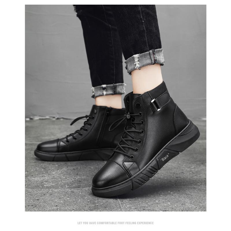 Men's Boots, High Top Casual Shoes, Casual Leather Boots