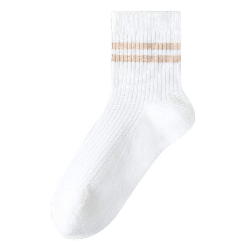 Pure Cotton Winter White Cotton Socks for Women Are Versatile and Odorless. All-cotton Mid-top Socks for Women In Autumn and Winter