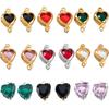 10pcs Glass Heart Pendants Base Stainless Steel Double Hole Colorful Crystal Charms Connector for DIY Necklace Jewelry Makings