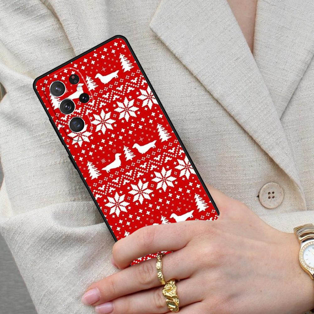 Dachshunds Christmas Sweater Pattern Cell Phone Case for Samsung Galaxy S26 Ultra S25 S24 S23 S22 S21 S20 Note10 Cover