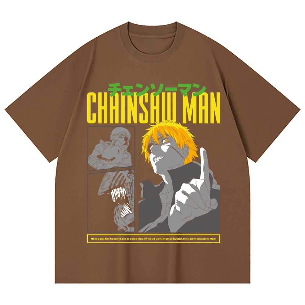 230 Gsm 100% Cotton Chainsaw Man V45 Denji Print Unisex Heavy Cotton T Shirt