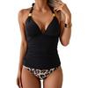 Costume da Bagno Tankini da Donna con Scollo all'Americana, Set Bikini a Due Pezzi Senza Schiena, Costume da Bagno Sexy