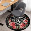 1pc Cow Roses Round Chair mat Area Rug - Non-Slip, Floor Mat for Office, Bedroom, home decor Christmas Gift-1002338