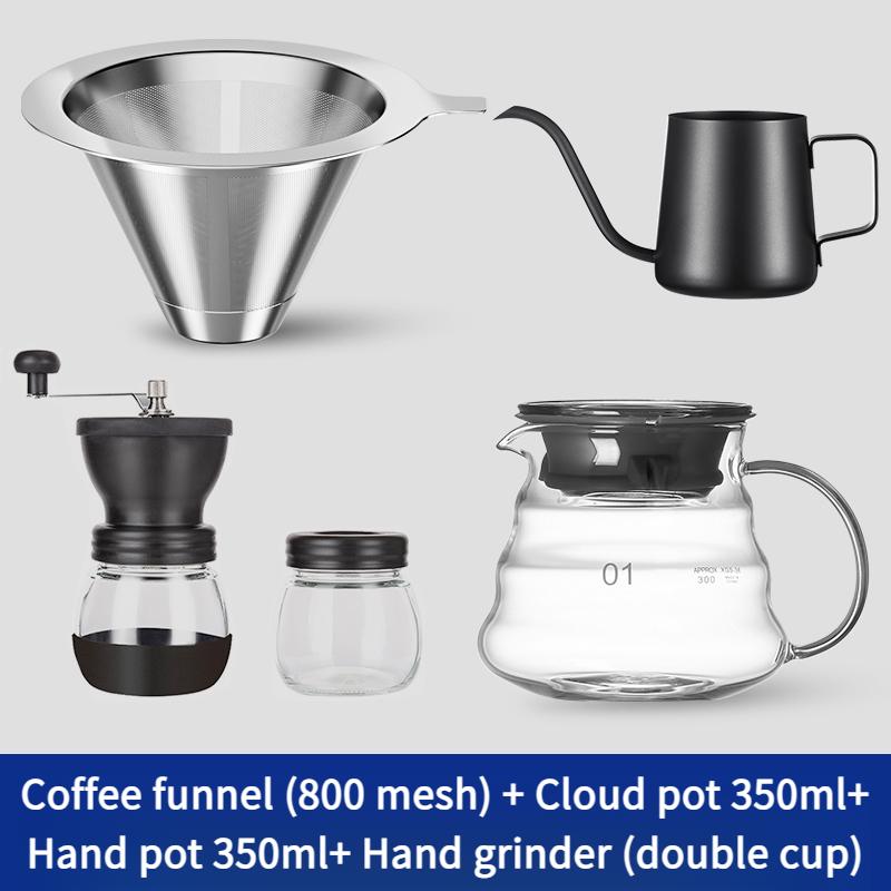 800 mesh kávový filtr z nerezové oceli s dvojitou vrstvou, kávový trychtýř, domácí filtr, bezpapírová sada ručních kávových zařízení