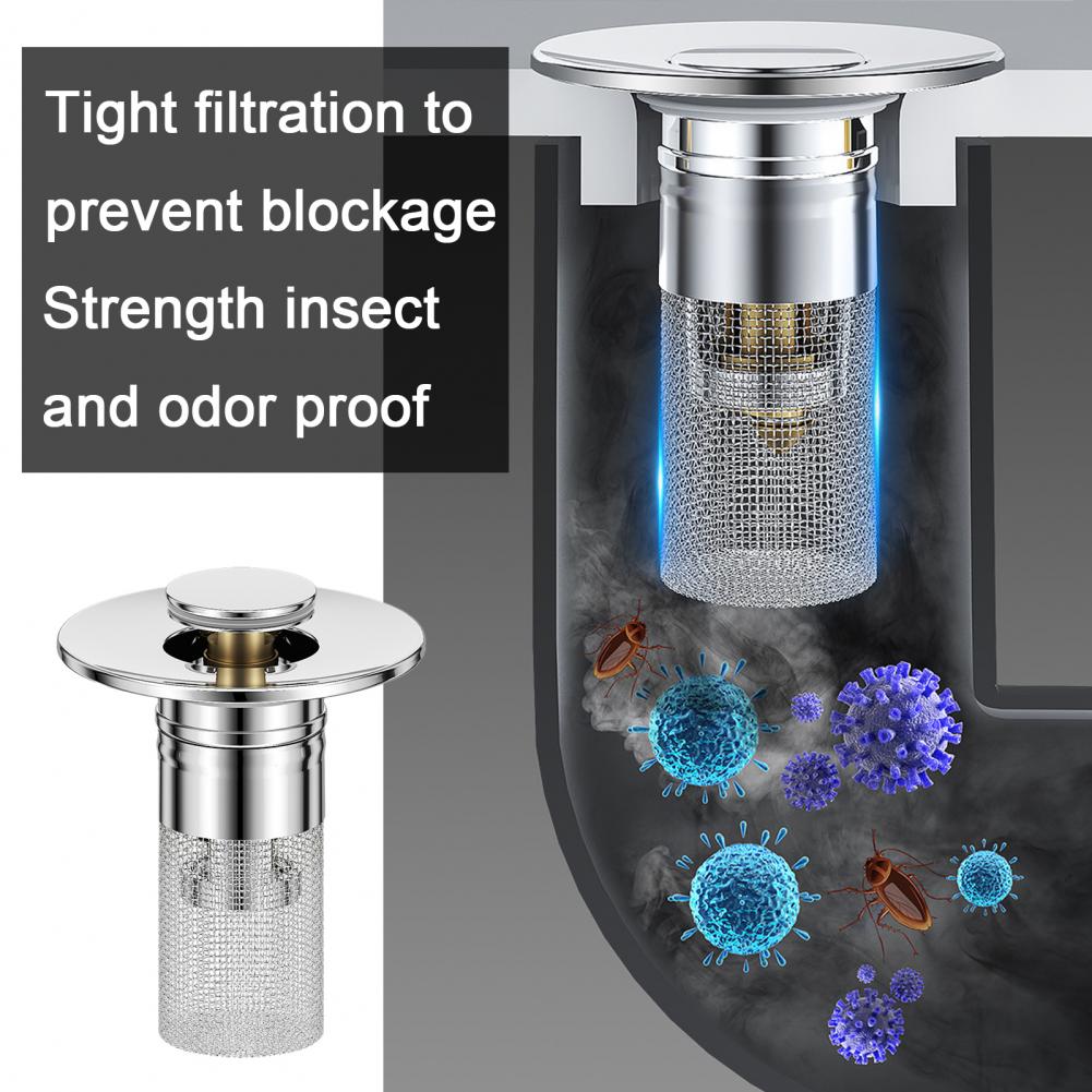 Pop-Up Spülbeckenstöpsel für 1,1-1,45 Zoll Aufgewerteter 2-in-1 mit herausnehmbarem Edelstahlkorb Haarfänger Badezimmer Spülbeckenstöpsel