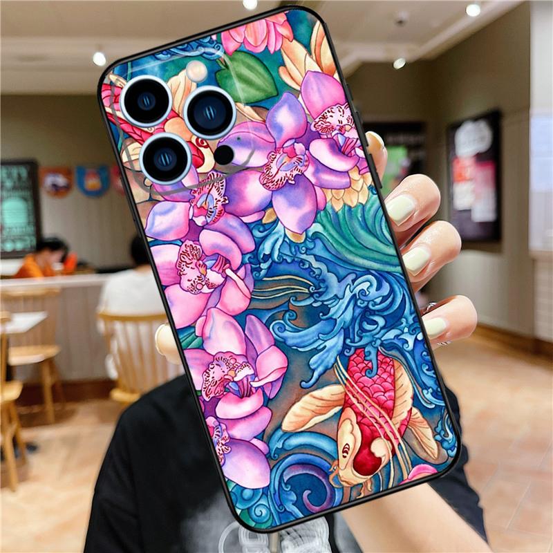 Orchid Flowers Colorful Case For iPhone 17 Pro Max 16 15 14 11 12 13 Mini Plus 16e 17 Air Bumper Cover Accessories