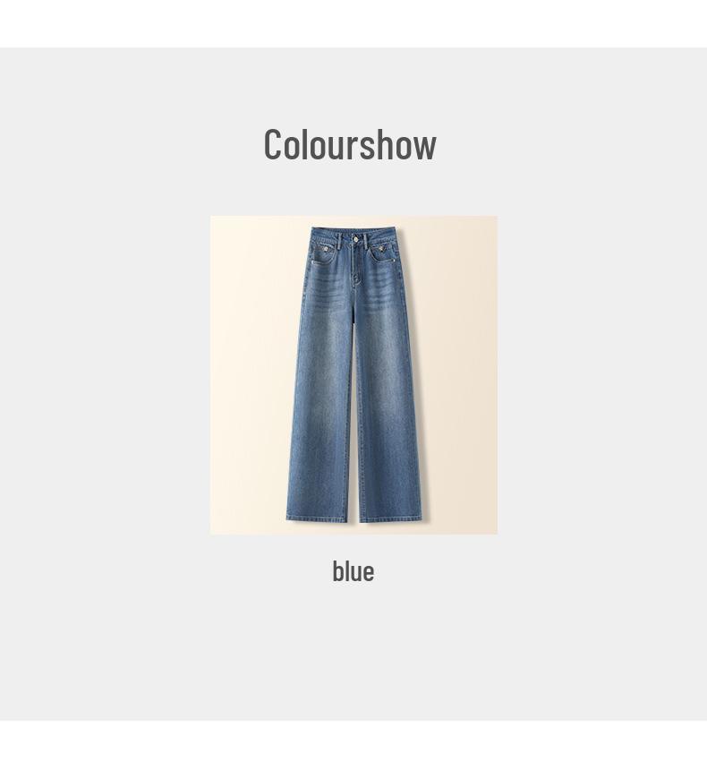 Blue Women's Spring 2025 Wide-Leg Petite Jeans: Loose, Slimming, Narrow-Straight Fit