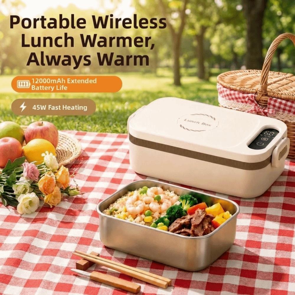 Water-free Wireless Heating Food Container Fast Heating Cordless Food Warmer Travel Meals